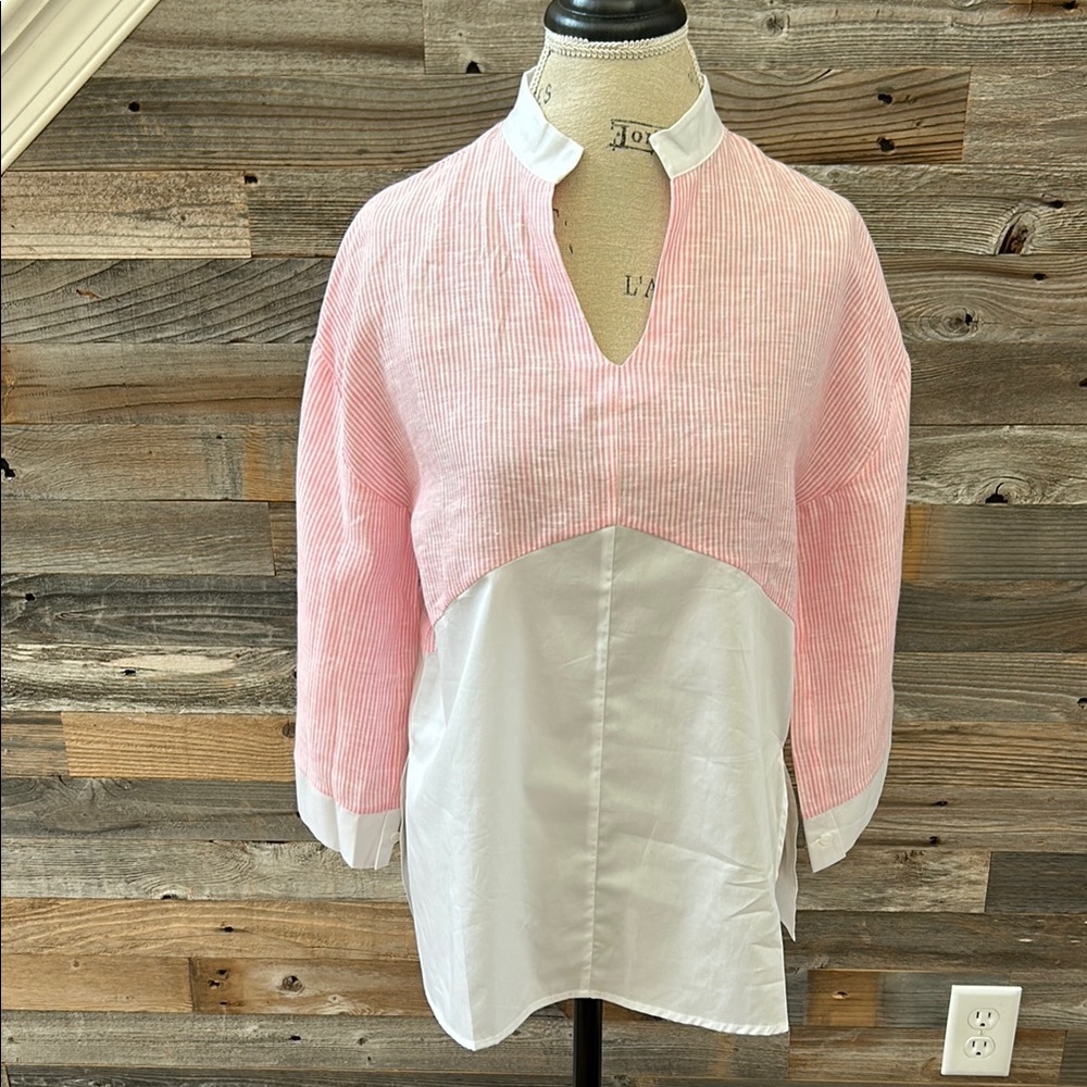 NWT Harshman Hera Popover Shirt Cotton & Linen Size XS